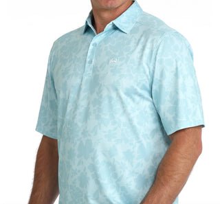 Men's Cinch Arenaflex Polo Shirt-Light Blue Floral