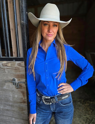 Cowgirl Tuff Breathable Pullover in Solid Royal Blue