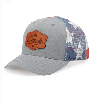 Cinch Logo Patch on Patriotic Cap
