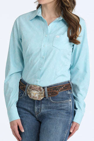 Cinch Ladies Arenaflex Longleeved Shirt in Light Blue