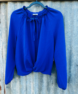 Tribal Raglan Sleeve Blouse w/Front Knot