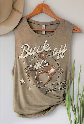 Buck Off & Find Out Tank Top in Mineral Taupe
