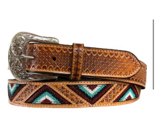 Natural Beaded/ Stamped Belt WB-09H