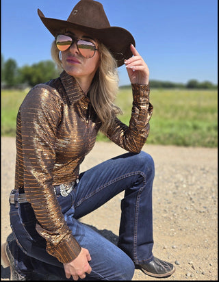 Cowgirl Tuff Pullover-Copper Shimmer w/Sequins
