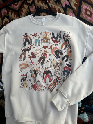 XOXO Way Out West Sweatshirt in Cream