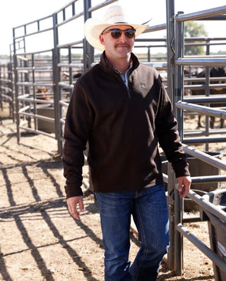 Cinch Men's 1/4 Zip Pullover-Dark Brown