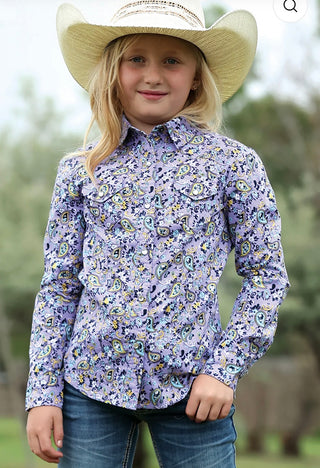 Girls Cruel Denim Longsleeved Shirt-Lilac Print