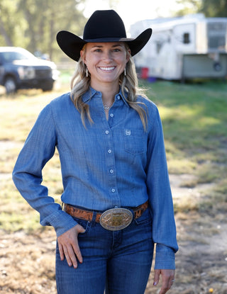 Cinch Ladies Tencel Longsleeved Shirt-Chambray Denim