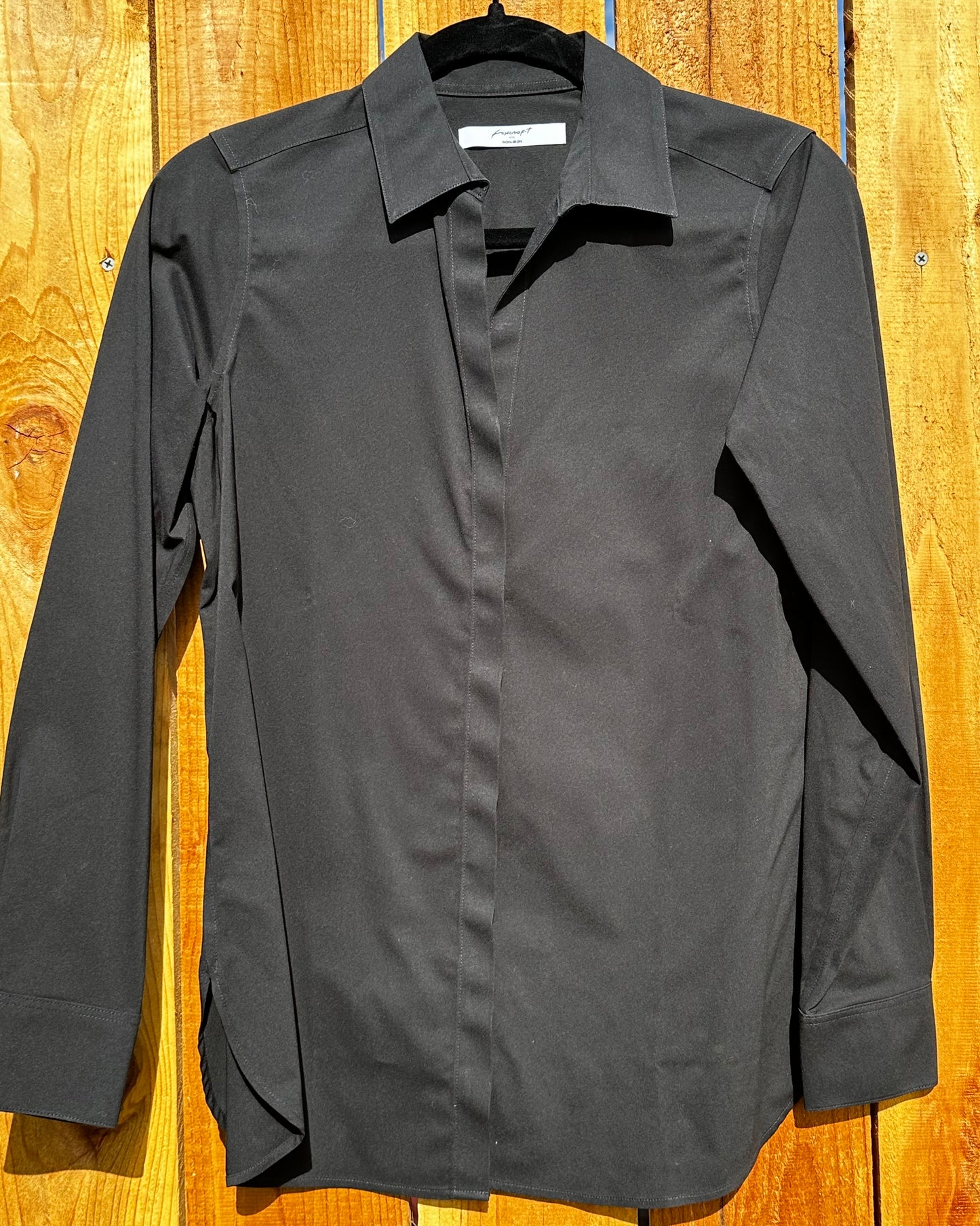 Foxcroft No-Iron Stretch Cotton Longsleeve-Black