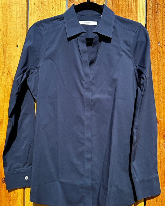 Foxcroft No-Iron Stretch Cotton Longsleeve-Navy