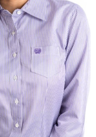 Cinch Ladies Tencel Shirt-Lavender Stripe