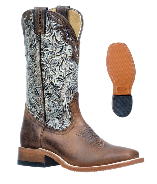 Ladies Boulet Boot in Navajo Honey w/Tan Tooled Upper