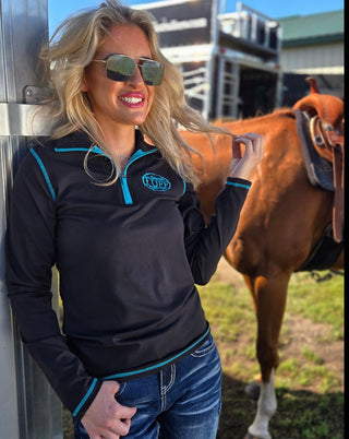 Cowgirl Tuff Black Athletic Stretch 1/4 zip