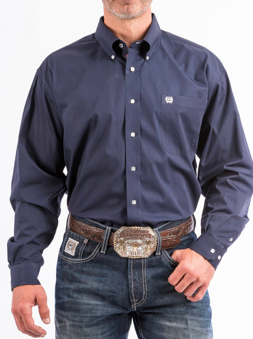 Men’s Classic Cut 100% Cotton Longsleeved Shirt-Navy