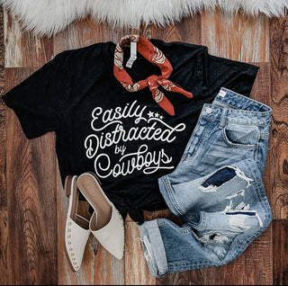 Easily Distracted By Cowboys Tee