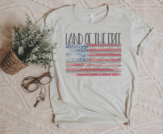 Land Of The Free Tee in Peach