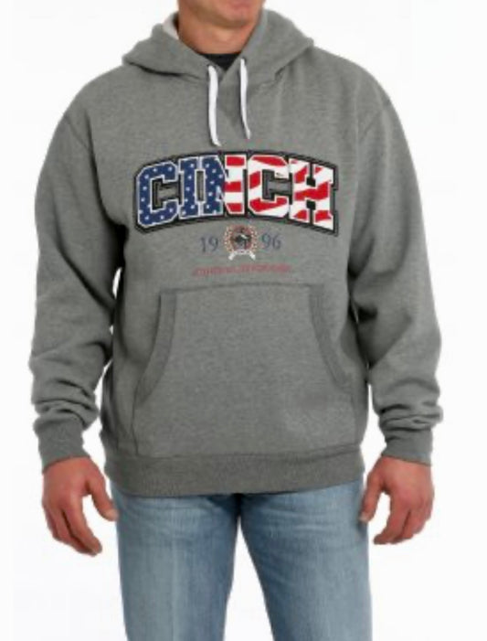 Men's Cinch Patriotic Logo Hoodie-Gray