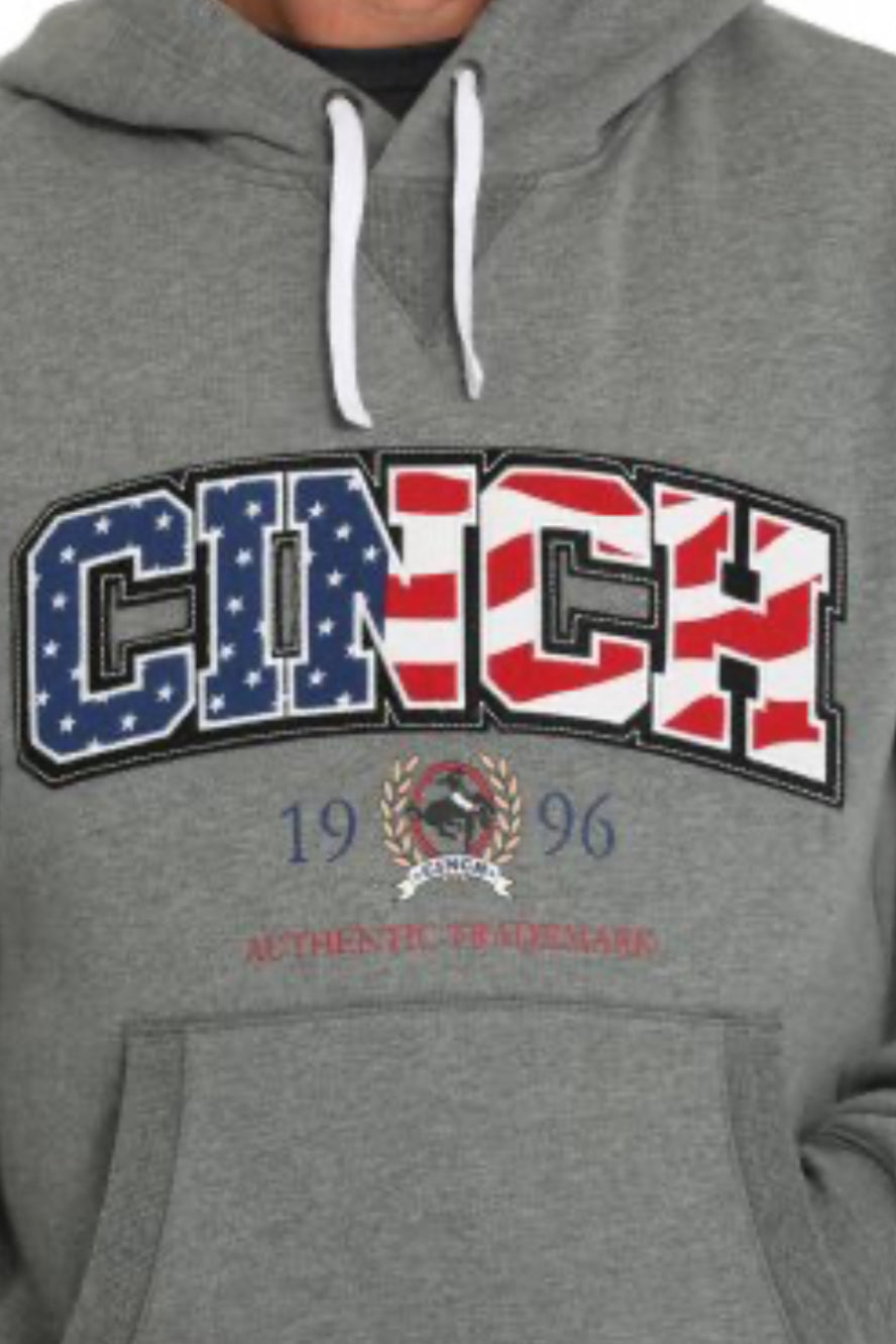 Men's Cinch Patriotic Logo Hoodie-Gray