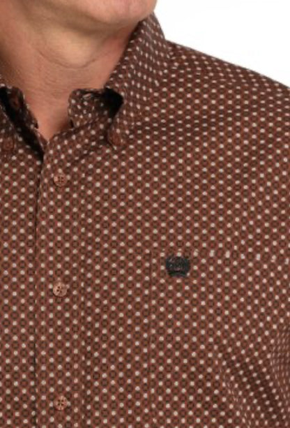 Men’s Classic Cut 100% Cotton Longsleeved Shirt-Medium Brown