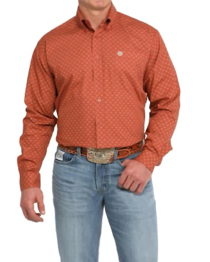 Men’s Classic Fit 100% Cotton Longsleeved Shirt-Rusty Orange