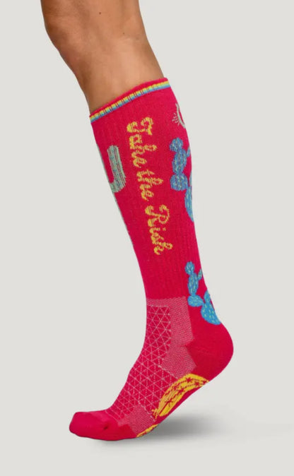 Lucky Chuck Socks-Take the Risk in Hot Pink