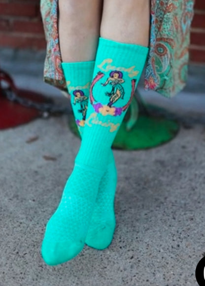 Lucky Chuck Socks- Lucky Living Island Cowgirl