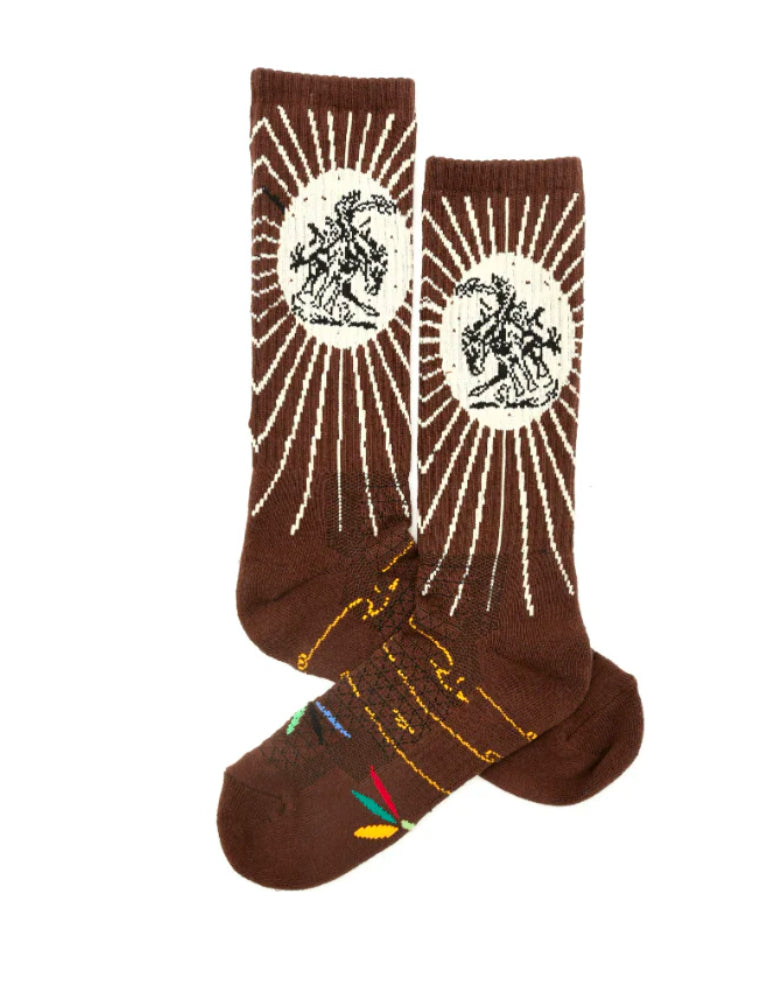 Lucky Chuck Socks- Fringe Bucking Horse in Brown