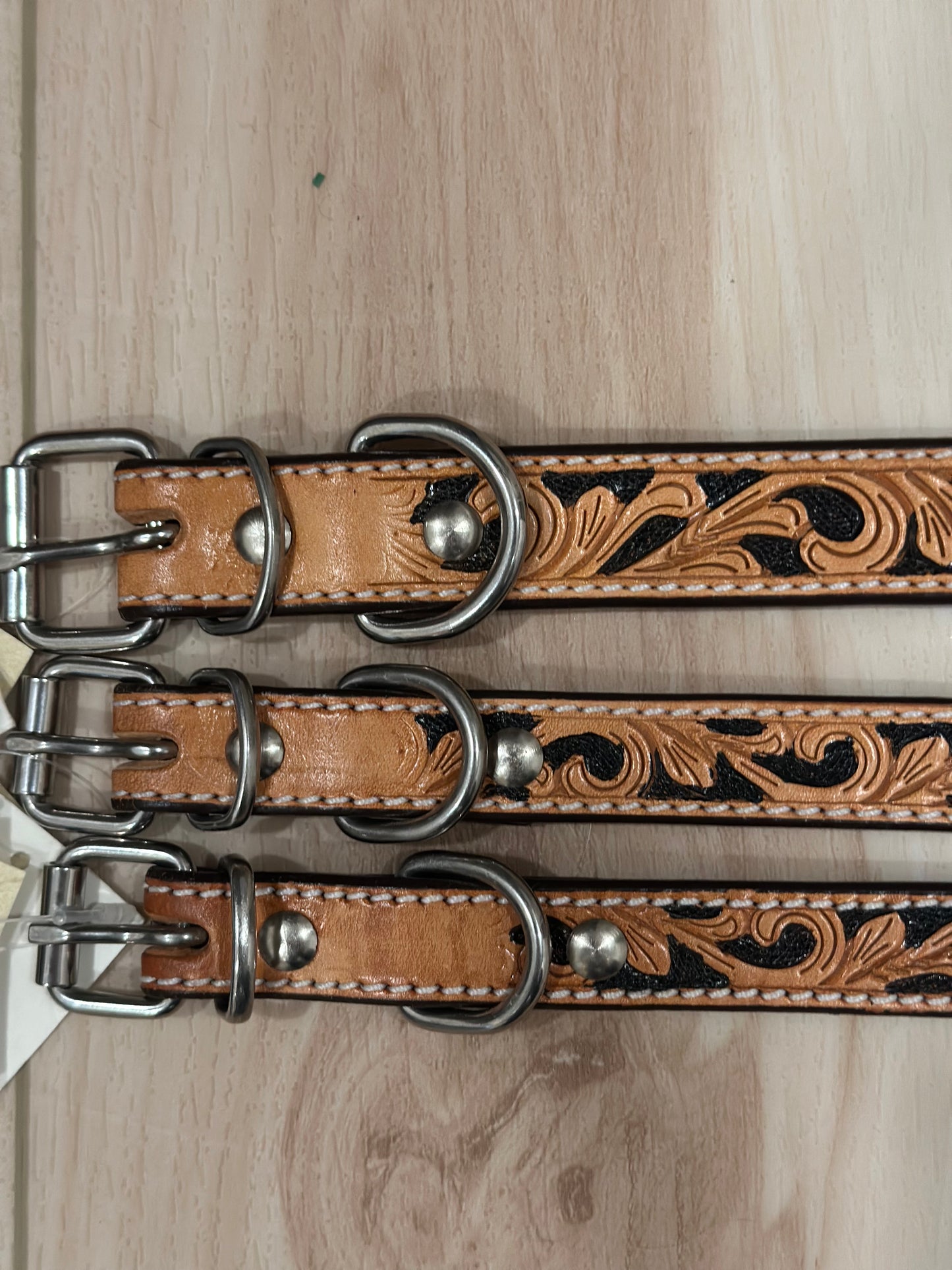 Dog Collar-Medium Tooled Leather #DC-145-M