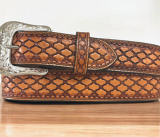 Expanded Barbed Wire Tooled Belt W-769