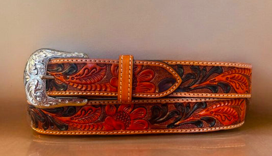 Belt-Floral Tooled XWB-129D