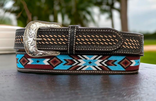 Belt-Beaded/Basket Stamped XH-1014