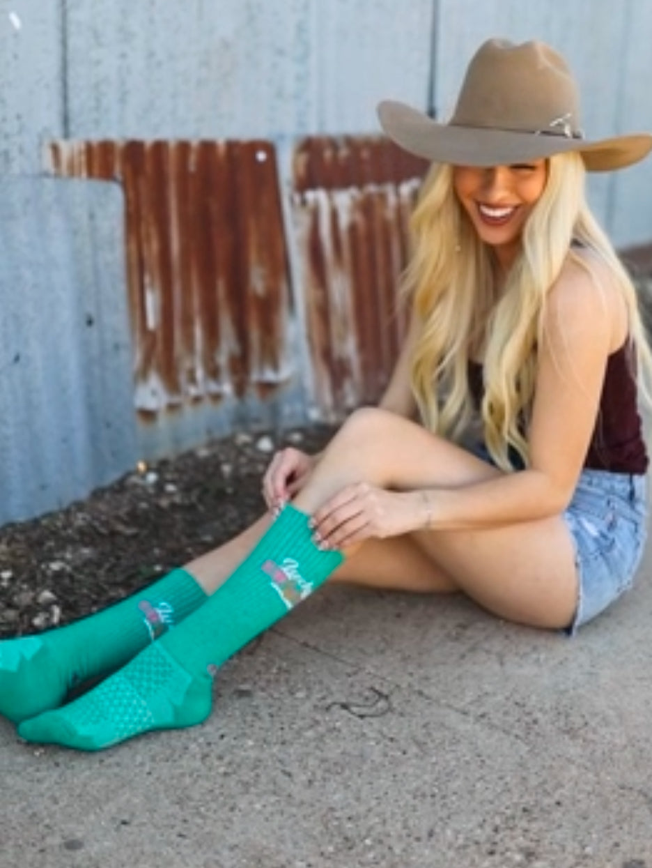 Lucky Chuck Socks-Lucky Chuck Logo-Teal