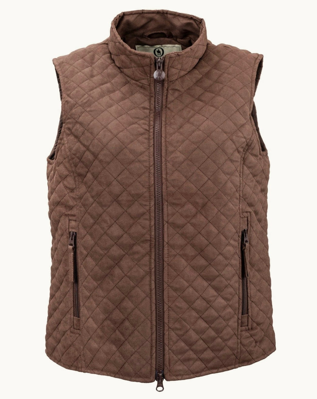 Ladies Grand Prix Quilted Vest-Brown