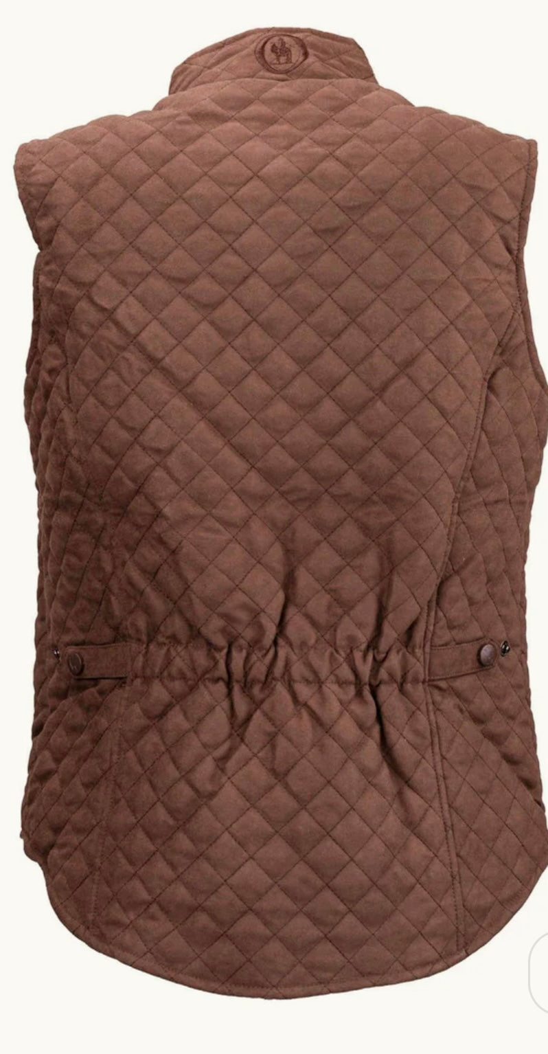 Ladies Grand Prix Quilted Vest-Brown