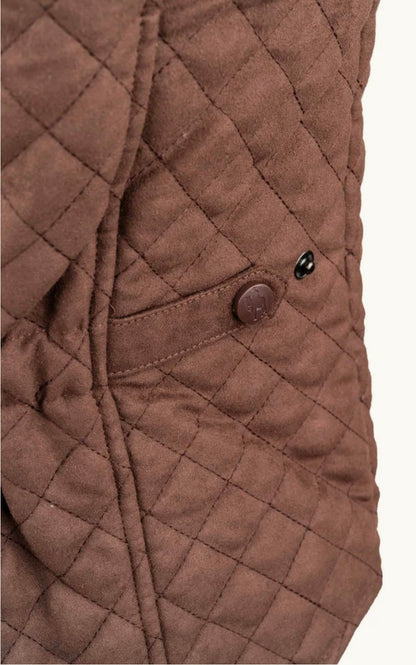 Ladies Grand Prix Quilted Vest-Brown