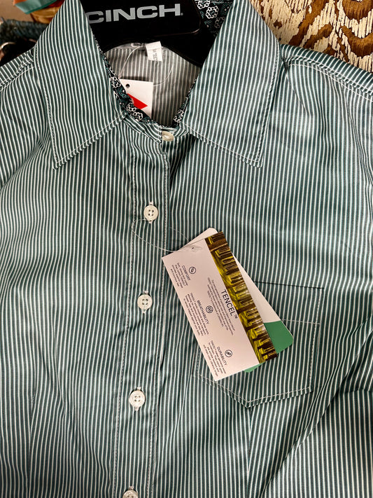 Cinch TENCEL Longsleeved Shirt Green Stripe