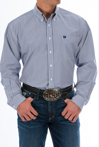 Men's Cinch Tencel Shirt-Navy Stripe