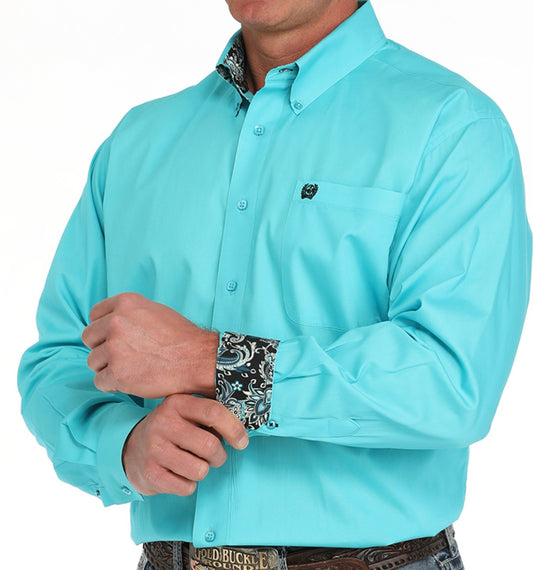 Cinch Cotton Longsleeved Shirt-Light Turquoise