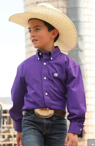 Cinch Youth Longsleeved Shirt-Solid Purple