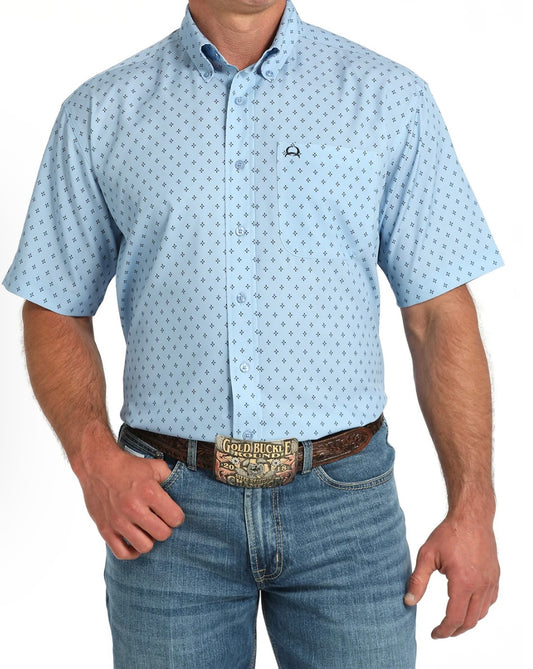 Men's Cinch Arenaflex Short Sleeve-Light Blue
