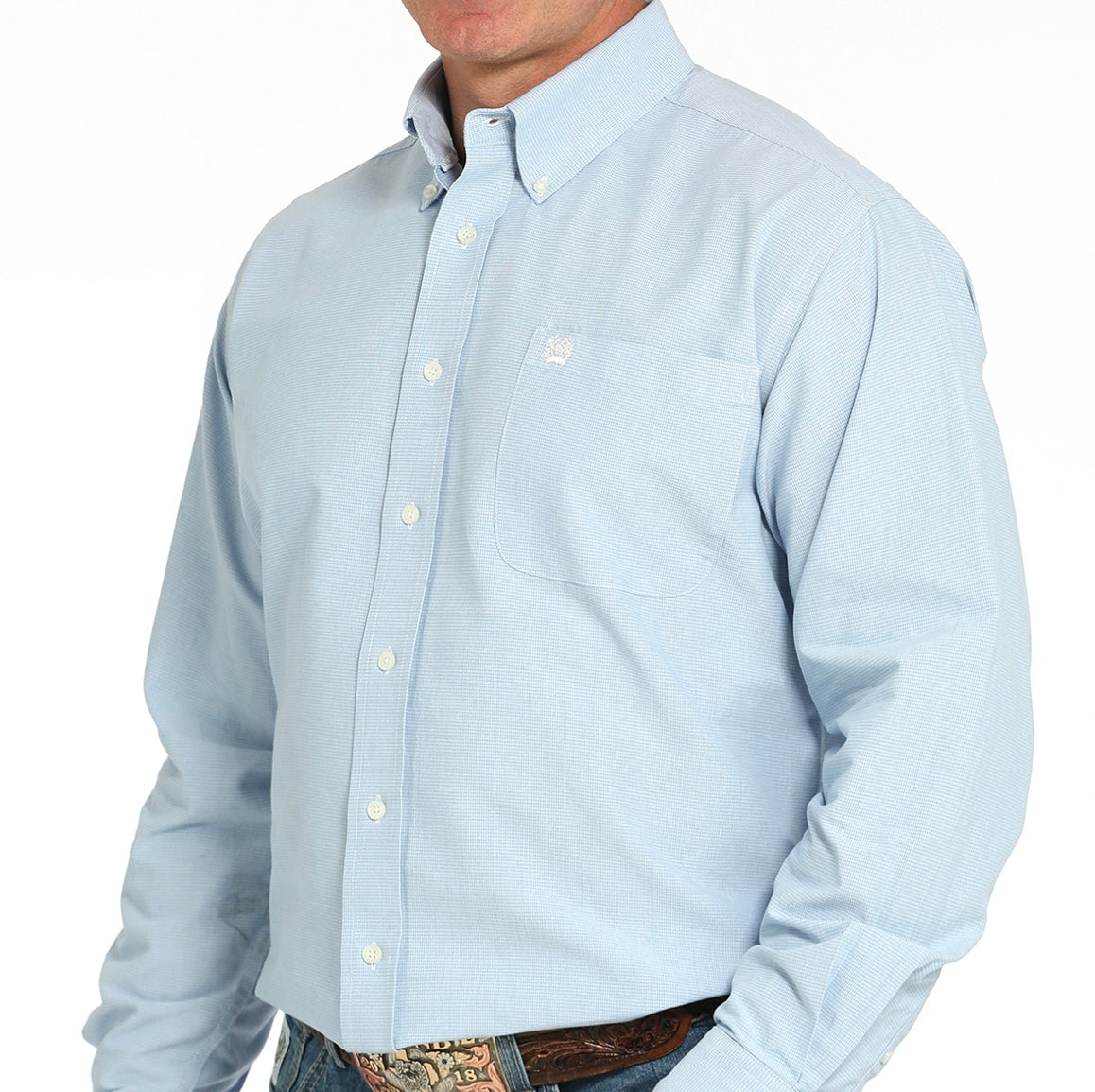 Cinch Cotton Longsleeved Shirt-Light Blue