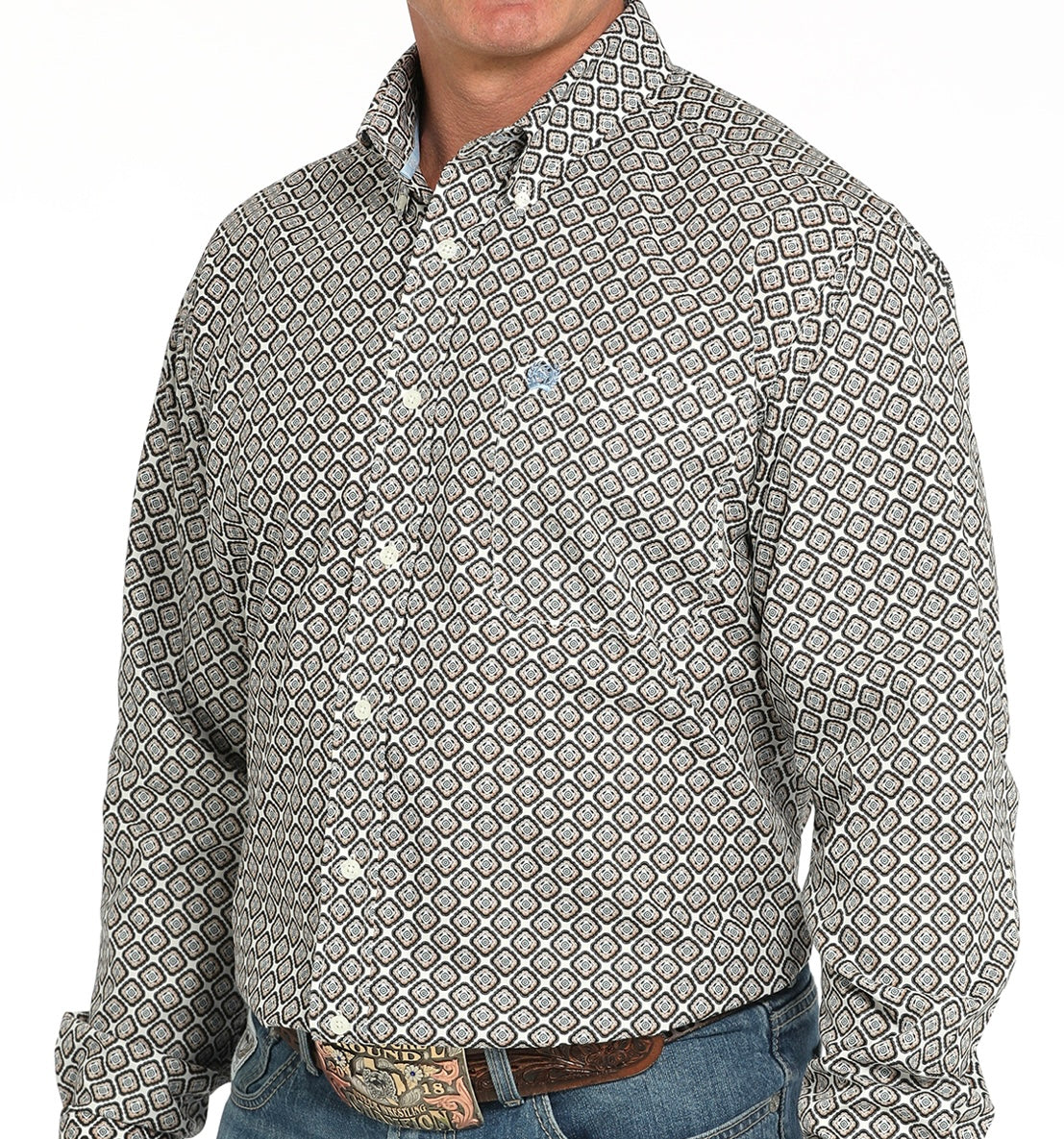 Cinch Cotton Longsleeved Shirt-Gray Print