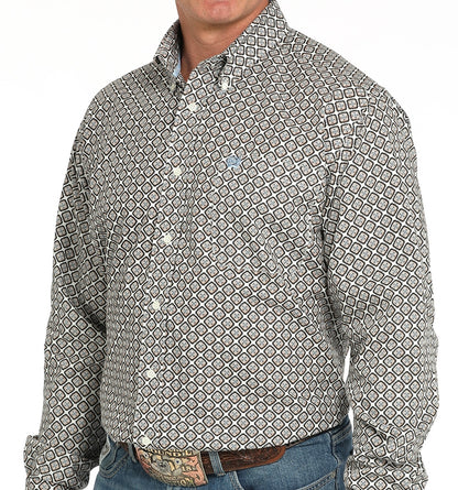 Cinch Cotton Longsleeved Shirt-Gray Print