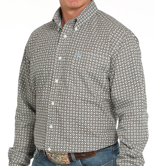 Cinch Cotton Longsleeved Shirt-Gray Print
