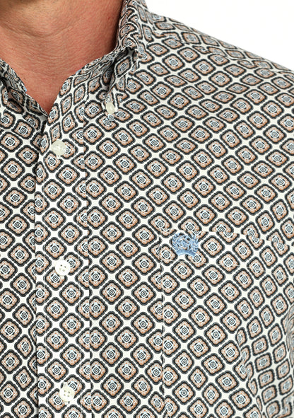 Men’s Cinch Cotton Longsleeved Shirt-Cream Print