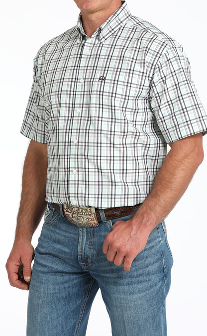 Men's Cinch Arenaflex Short Sleeve-White Plaid