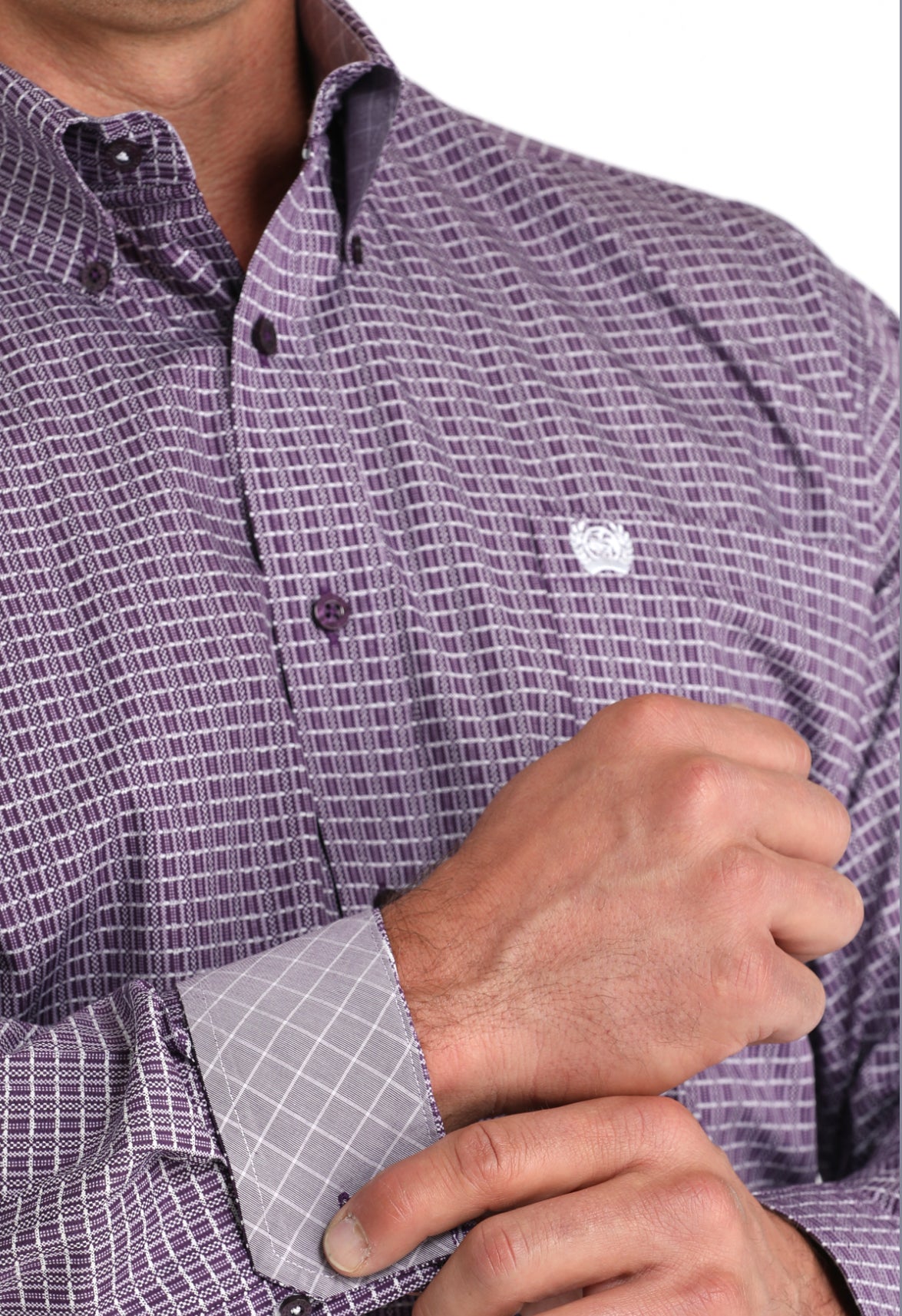 Cinch Mens Cotton Longsleeved Shirt-Plum Print