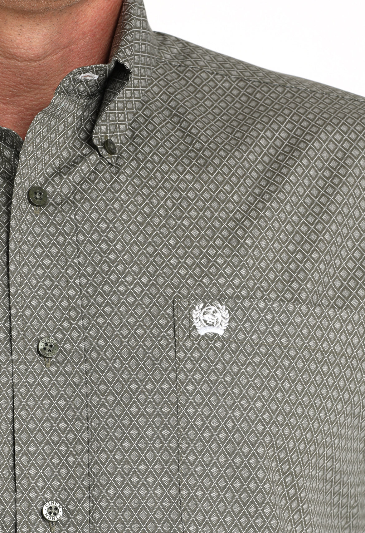 Cinch Cotton LongsleevedShirt-Olive Print