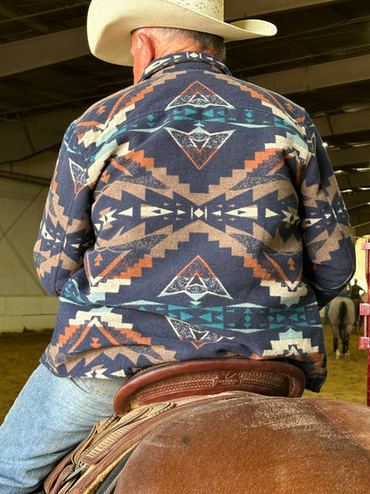 Men's Navy Aztec Shirt Jacket