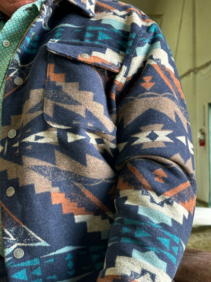 Men's Navy Aztec Shirt Jacket